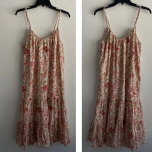 Lila Pink and Green Floral Spaghetti Dress 33250